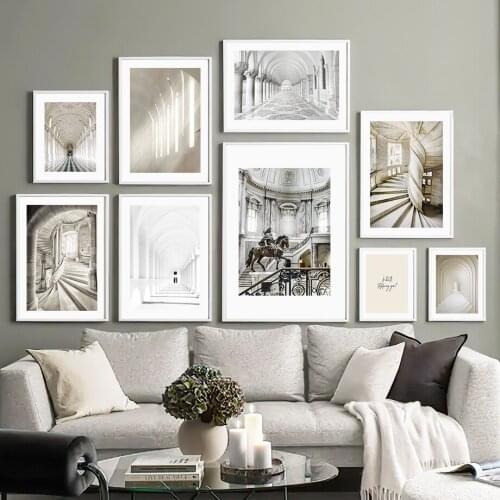 White Royal Palace Cloister King Statue Wall Art Canvas Painting Nordic Posters And Prints Wall Pictures For Living Room Decor