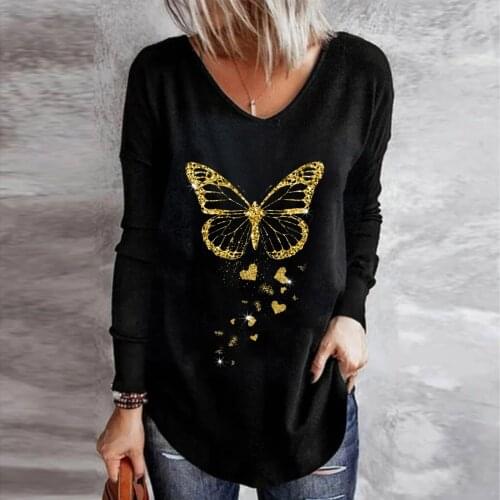 Butterfly Printed Blouse Women O Neck Long Sleeve Casual Loose Shirts For Women Oversize Vogue Pullover Top Femme Рубашка 40