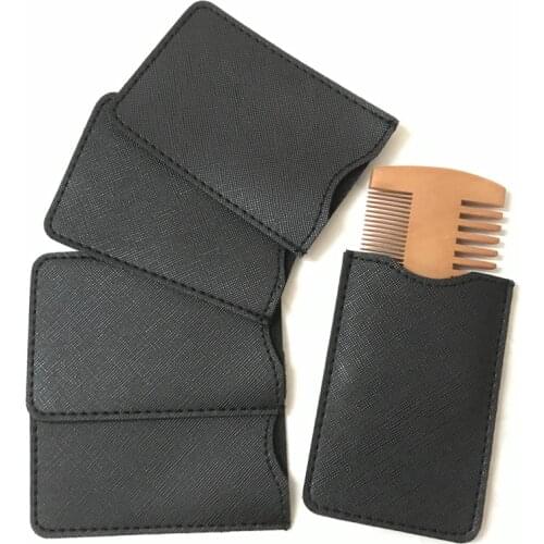 Wooden Beard Comb Cover Leather Bag Beard Comb Protective Cover