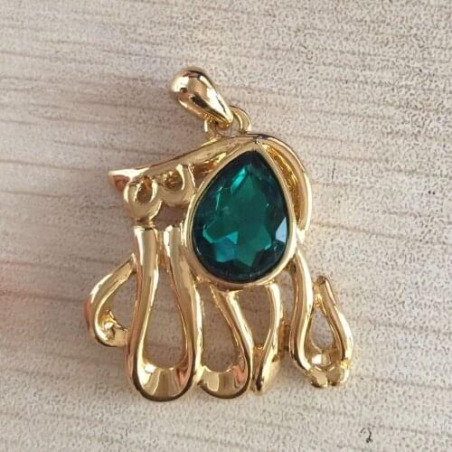Drbonham Pendant Necklace 18KGF Gold filled summer Jewelry Antique water drop green crystal Pendant For Women girls