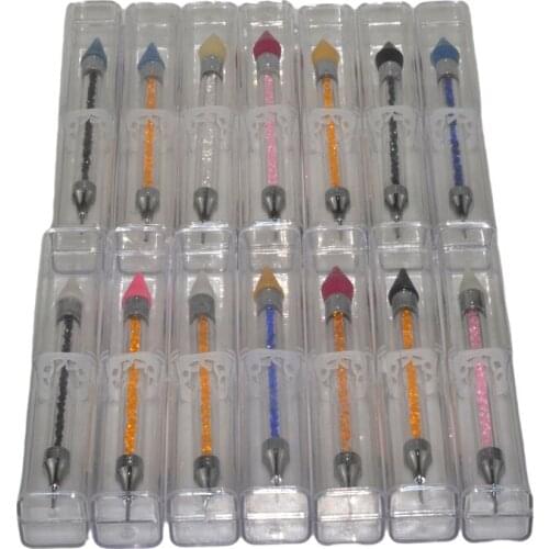 Hot Sale 10 pcs Dual-ended Nail Dotting Pen Crystal Beads Handle Rhinestone Studs Picker Wax Pencil Manicure Nail Art Tools
