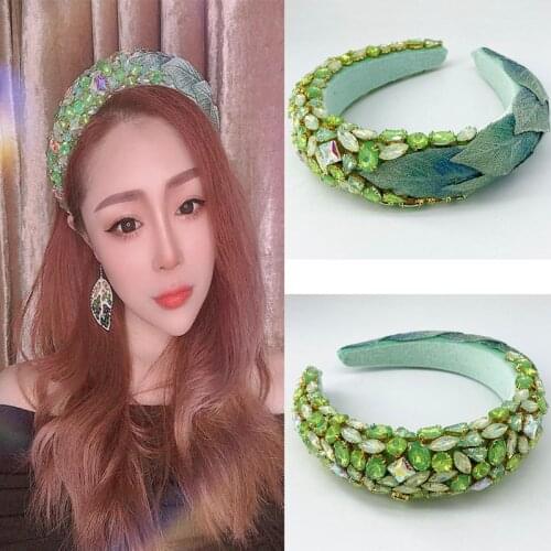 Elegant Bridal Gold Leaves Crystal Headbands Vintage Alloy Hair Bands For Girls Hair Accessories