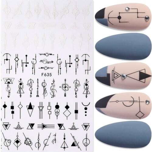 1PC Geometric Design 3D Nail Sticker Flower Leaves Face Image Transfer Foil Paper Decorations Manicures Slider