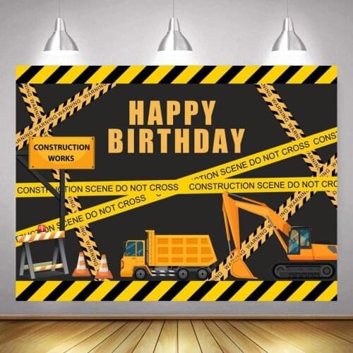 Birthday Backgrounds Construction Zone Excavator Truck Crane Builder Boy Newborn Photography Backdrops For Photo Studio