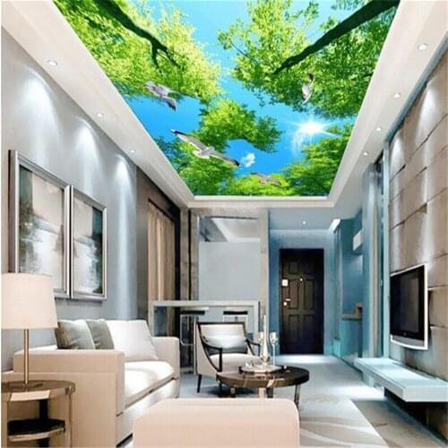 Beibehang custom mural wallpaper blue sky white cloud sky flying pigeon background wall ceiling murals wall paper home decor