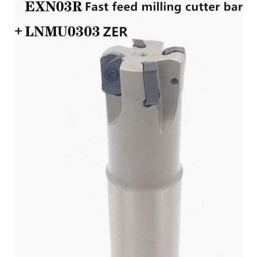 HSS CNC milling cutter bar EXN03R 24mm 25mm 26mm-4T milling machine alloy milling cutter bar + LNMU0303ZER ultra high feed blade