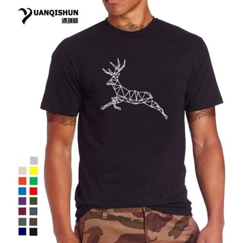 Geometric Animal Jumping Deer Print T-Shirt 2018 New Summer Brand T shirts Fashion Casual Mens Cotton Short-sleeved Tshirt Tees