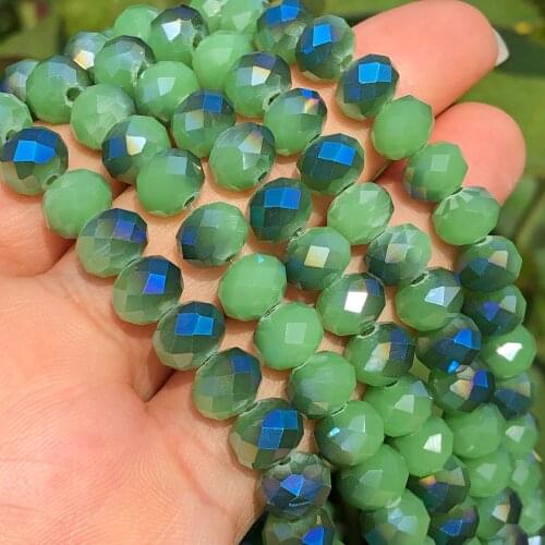 Faceted Rondelle Green Blue Austrian Crystal Glass High Quality Loose Spacer Beads For Jewelry Making Diy Bracelet 4/6/8MM 15"