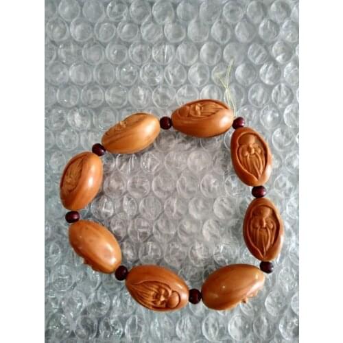 Exquisite Chinese wood long longevity old man statue adjustable bracelet