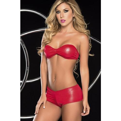 Red Leather Lingerie Set Catsuit Latex Bodysuit Women Sexy Lingerie Womens Exotic Underwear Erotic Lingerie
