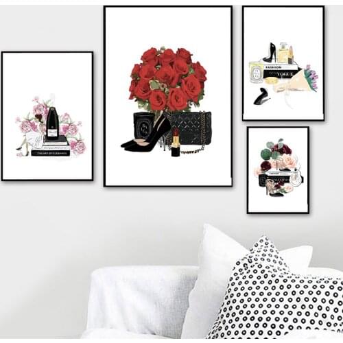 Fashion Prints Wall Art Bag Poster Perfume Canvas Painting Wall Pictures Modern Style Girl Bedroom Decoration Girl Gift Cuadros