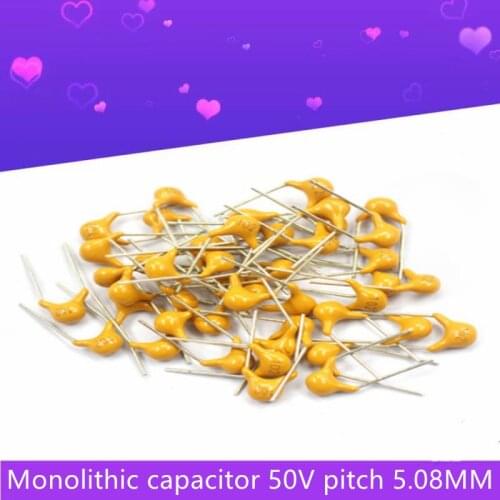 100PCS Monolithic Ceramic Capacitors 50V, 10PF, 15PF, 18PF, 20PF, 1NF, 22NF, 1UF, 100NF, 330NF, 4.7UF, 3.3NF, 10UF, 5.6NF, 33NF