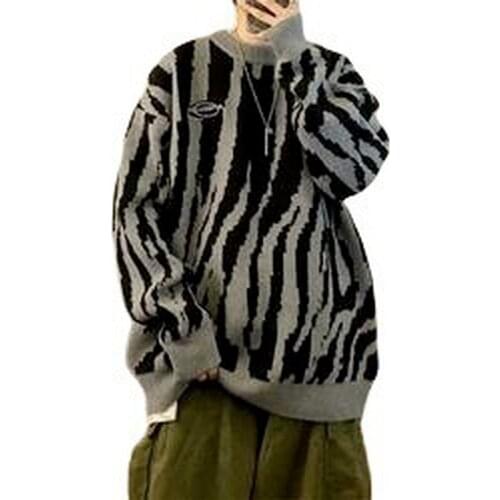 Mens Loose Pullover Turtleneck Sweater Autumn and Winter Thickening Fashion Comfortable Outer Wear Knitted Round Neck Sweater