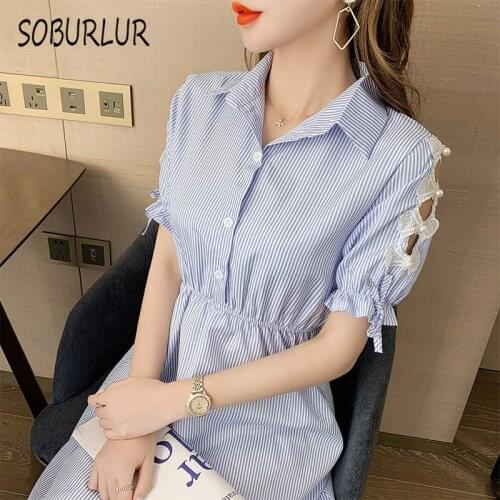 SOBURLUR 2021 New Womens midi dress Female Casual Fashion A-line Robe BF Korean Style Long Dresses Light LGirls Lady Crop Top