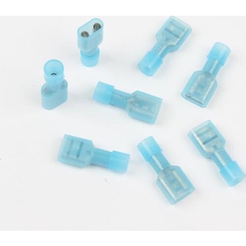 NEW 50PCS FDFN2-250 FDFN2.5-250 NYLON brass Female Insulated Spade joint Cable Wire Connector suit 1.5-2.5mm2 16-14AWG