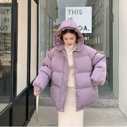 New Women Short Jacket Winter Thick Hooded Cotton Padded Coats Female Korean Loose Puffer Parkas Ladies Oversize Outwear