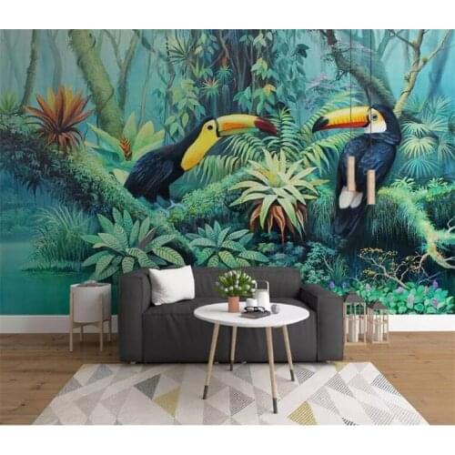 Toucan Tropical Leaves Wall Mural Wallpaper for Bedroom Wall Art Decor Murals Wall Paper Rolls 3d Wallpaper Waterproof Canvas