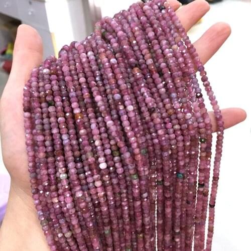 Faceted Natural Stone Scattered bead Red tourmaline small Beads for Jewelry Making DIY Necklace Bracelet Accessories size 3x4mm