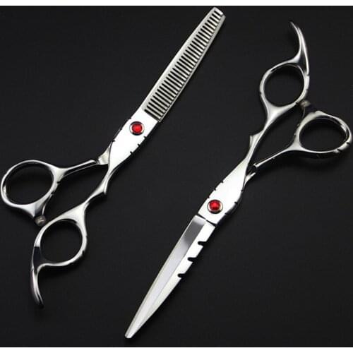 Professional Japan 440c 6 '' gem cut hair scissors haircut scissor thinning barber makas cutting shears hairdresser scissors set