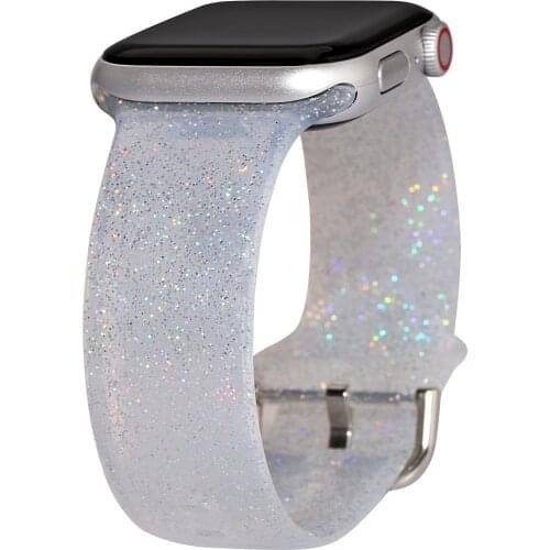 Glitter Silicone Band for Apple Watch band 38mm 42mm 40mm 44mm Clear Transparent iWatch Series 3 4 5 6 SE Strap