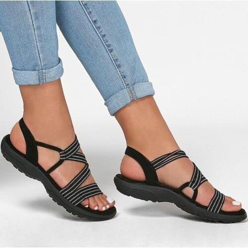 Summer Women Sandals Casual Shoes Platform Sandalias Slip-On Flat Solid Color Outdoor Beach Chaussure Femme Shoes for Women 2021