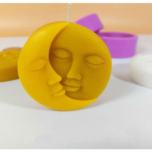 3D DIY Craft Soap Making Round Shaped Soap Mold Moon Faces Silicone Mould Aromatherapy Candle Molds for Candle Making