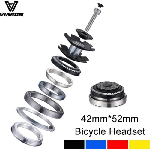 VIARON Bicycle Headset 42mm 52mm CNC 1 1/8"-1 1/2" MTB Bearing Straight Tapered Tube Fork Steer Column Integrated System