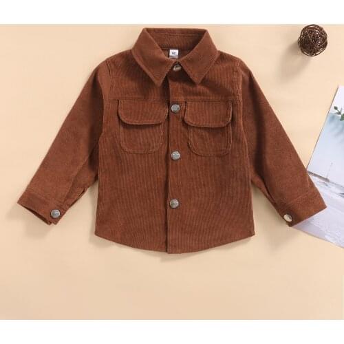 Baby Kids Boy Girl Corduroy Coat Long Sleeve Button-down Shirt Thin Coat Casual Daily Spring Fall Jacket Outwear Tops