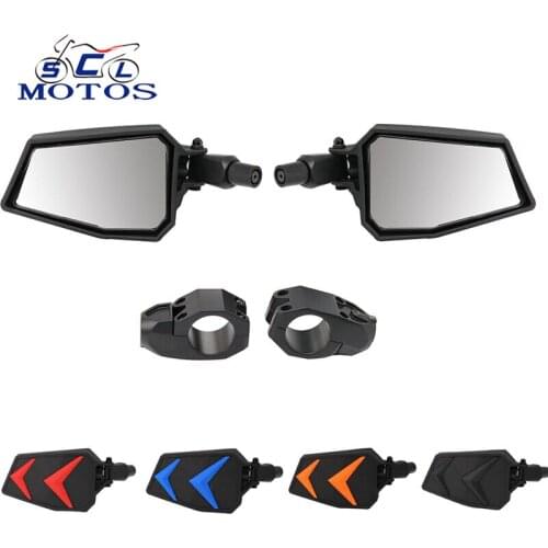Sclmotos- 1 Pair UTV 1.75'' Rearview Mirror Motorcycle Handlebar 44mm Side Mirror For Polaris RZR XP900 XP1000 ATV Quad Bike