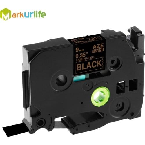 1 PCS/Lot 9mm*8m Tze 324 Tze324 Gold on Black Laminated Compatible P touch 9mm tze-324 Adhensive Tape Cartridge tz324 tze-324