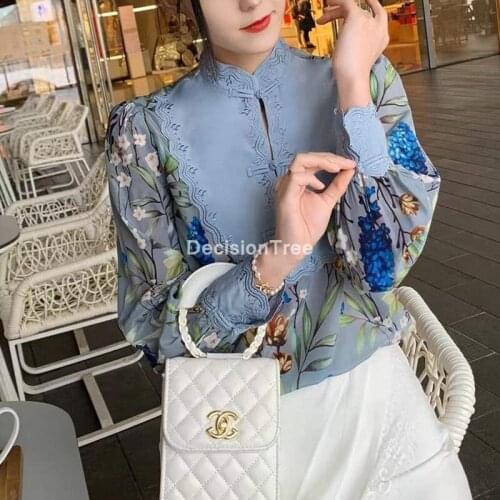 2021 traditional chinese tops blouse tang ancient chinese style full sleeve cheongsam shirts tea service chinese hanfu tops