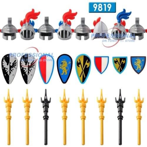 21pcs Medieval Knights Crusader Cape Weapons Rome Commander Super Hero Building Blocks Bricks Toys Children Gifts Ax9818