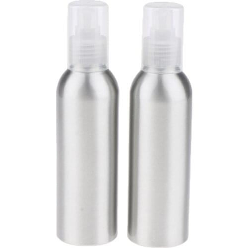 2x Reusable Aluminum Containers Empty Liquid Bottle Refillable Dispensing Containers with Pump
