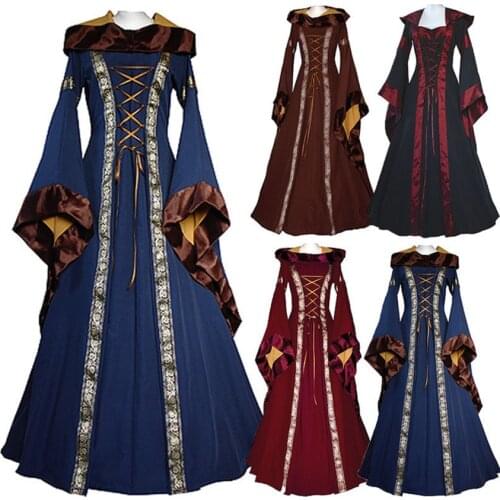 Noble Victoria Cosplay Gothic Dress Retro Medieval Halloween Costume for Women Renaissance Princess Vestidos Long Robe Disguise