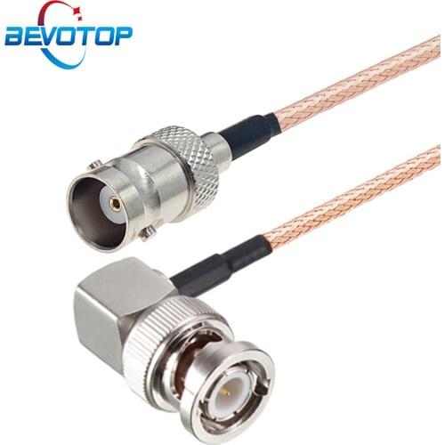 BNC Female Jack to BNC Male Right Angle 90 Degree Plug Adapter Cable 75 Ohm RG179 Pigtail for Video Camera TV Satellite System