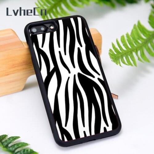 LvheCn Silicone Rubber Phone Case Cover for iPhone 6 6S 7 8 Plus X XS XR 11 12 Mini Pro Max Zebra Pattern