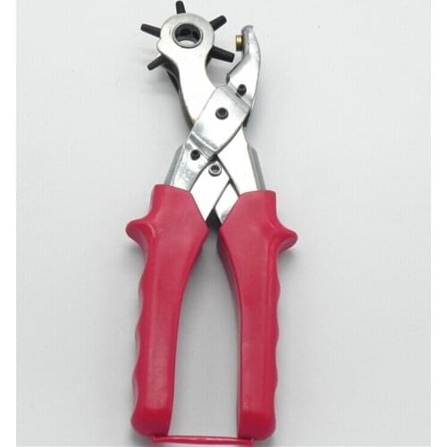 Holes hand-operated Puncher Steel & PVC Red Belt Hole Puncher Carbon Multifunction Portable craft paper hole
