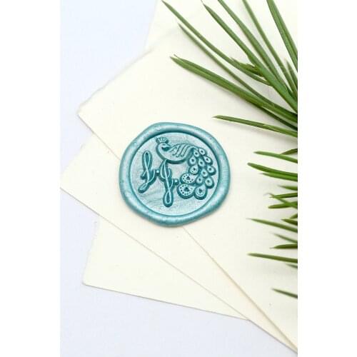 Personalized Initials with Peacock wax seal stamp/Custom monogram wedding seals/wedding invitation seal/custom wedding stamp