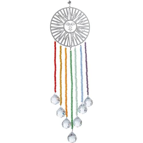 H&D Window Hanging Chakra Suncatcher Metal Sun Decor Fengshui Rainbow Maker Sun Cathcer Curtain Christmas Home Decoration Gifts