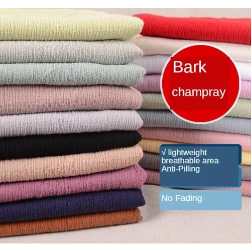 Cotton Clothing Linen Fabric Solid Color Dressfor Sewing Pleated Fabric Brocade Blue Black White Red DIY Fold Natural Textile