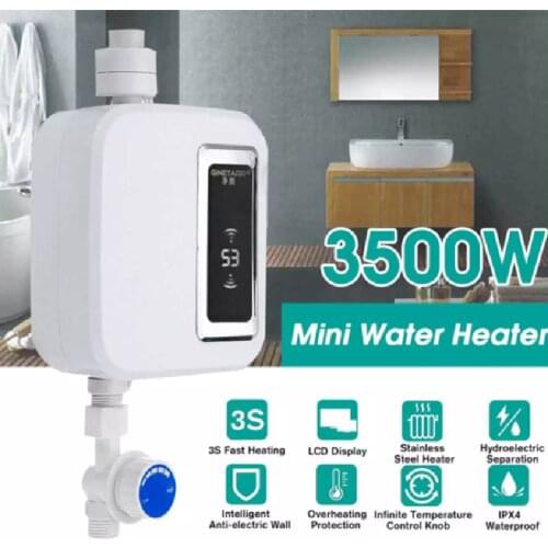 JY-018A,3500W Electric Tankless Qick Instant Hot Water Heater Kitchen Faucet Tap Heating Stainless Steel Constant Temperature