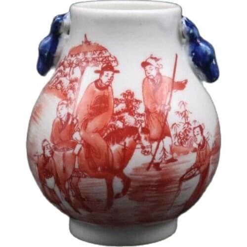 Qing Guangxu blue and white glazed red deer head pottery collection