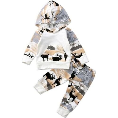 Citgeett Spring Christmas Newborn Infant Baby Boys Girls Hooded Tops Pants Leggings Outfits Autumn Xmas Fall Clothes Set