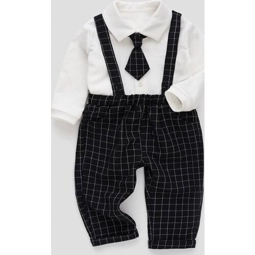 Vlinder Baby Boy Clothes Set Newborn Baby Clothes Long Sleeves Baby soft Shirt Suspender Pants 2pcs Cotton Infant Sets 9M-5T