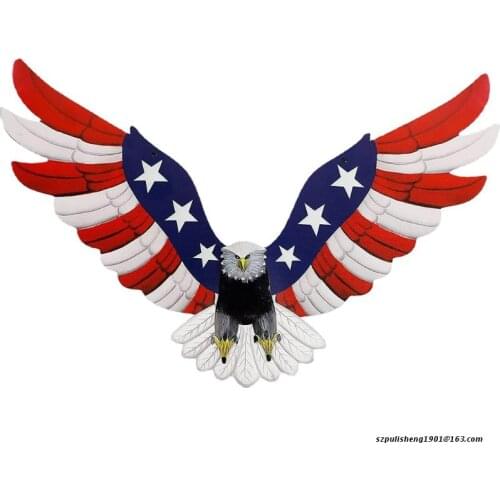 U50A Metal American Flag Bald Eagle Wall Art Hanging Patriotic Sculpture Decoration