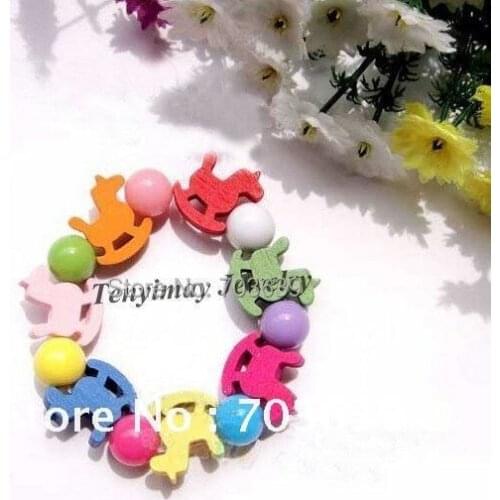 Fashion Kids Bracelet Wood Horse Beaded Bracelet 20pcs/lot Free Shipping