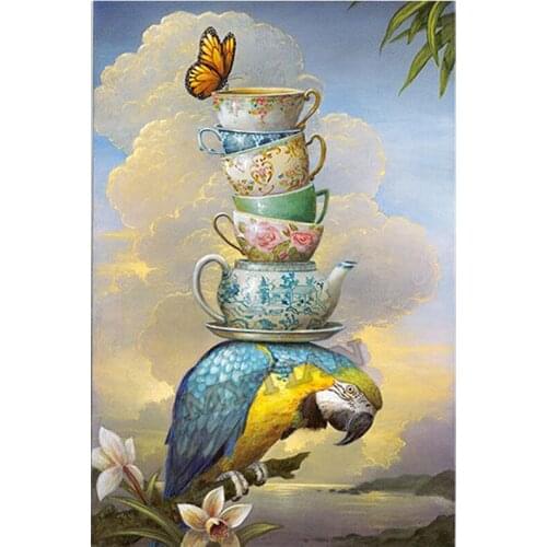 Diy Full drill 5D Diamond Painting Parrot&Butterfly& teacup Embroidery Kits Crystal Rhinestone cross stitch Diamond Mosaic decor