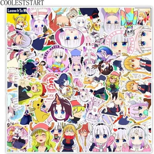 10/50Pcs/set Kawaii Anime Miss Kobayashis Dragon Maid Stickers For Laptop Scrapbook Skateboard Water Cup Suitcase Luggage Car