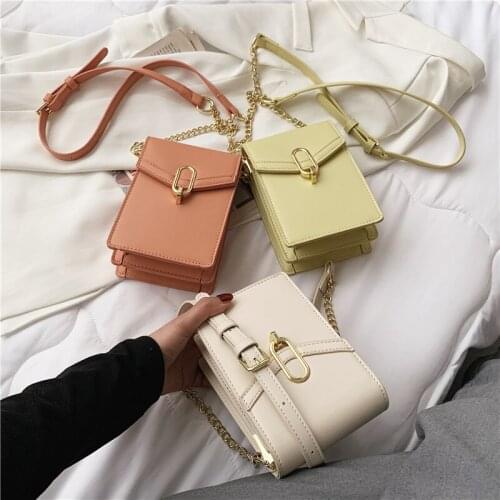 New Solid Color PU Shoulder Bag For Women Straps Mobile Phone Bag Card Holders Wallet Handbag Money Pockets Crossbody Bag