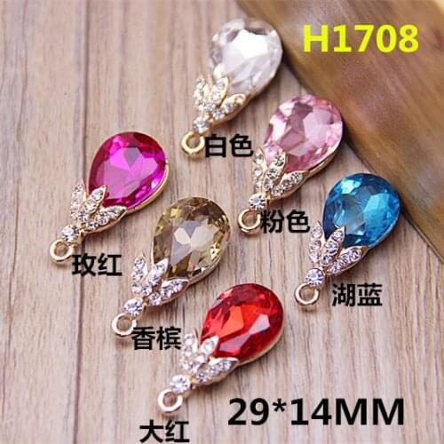New Arrival Waterdrop Crystal Rhinestone Jewelry Charms Gold Tone Alloy DIY Teardrop DIY Bracelet Necklaece Pendant Charm